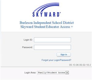 Image: Original Skyward Family Access Login Screen where you log in with a Login ID and Password 